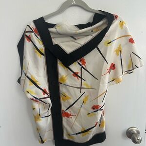 Emilio Pucci Black and Cream Asymmetrical Sailor Collar Blouse